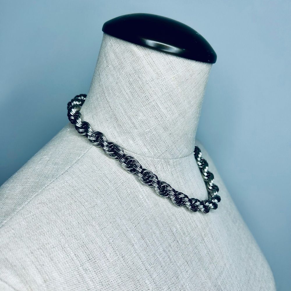 Vintage Monet Silver Tone Twisted Rope Chain - Picture 7 of 10